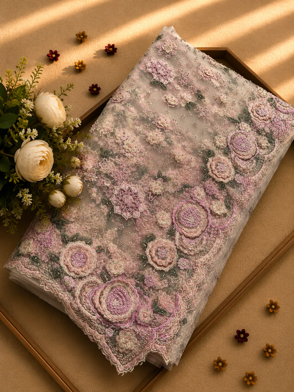 Luxury Pure Soft Butterfly Net Saree with Heavy Floral Embroidery & Sequin Work | Premium Party & Wedding Collection