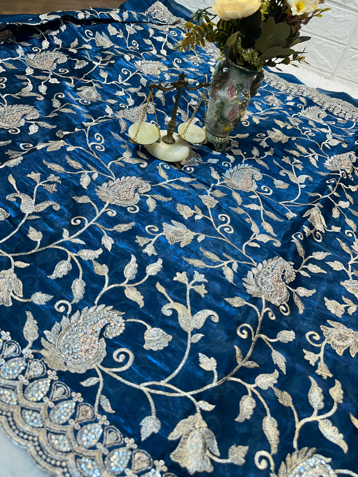 Buy 1 Get 1 FREE – Premium Royal Blue Zari Work Saree ✨