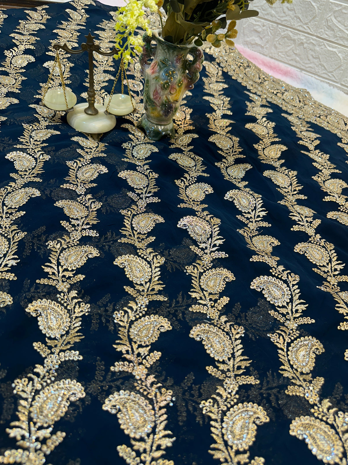 Premium Royal Blue Saree with Dupatta | Heavy Zari & Embroidery Work