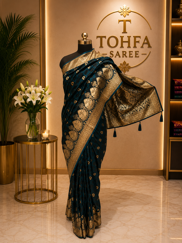 Navy Blue Top Dyed Saree – Timeless Elegance with Premium Craftsmanship
