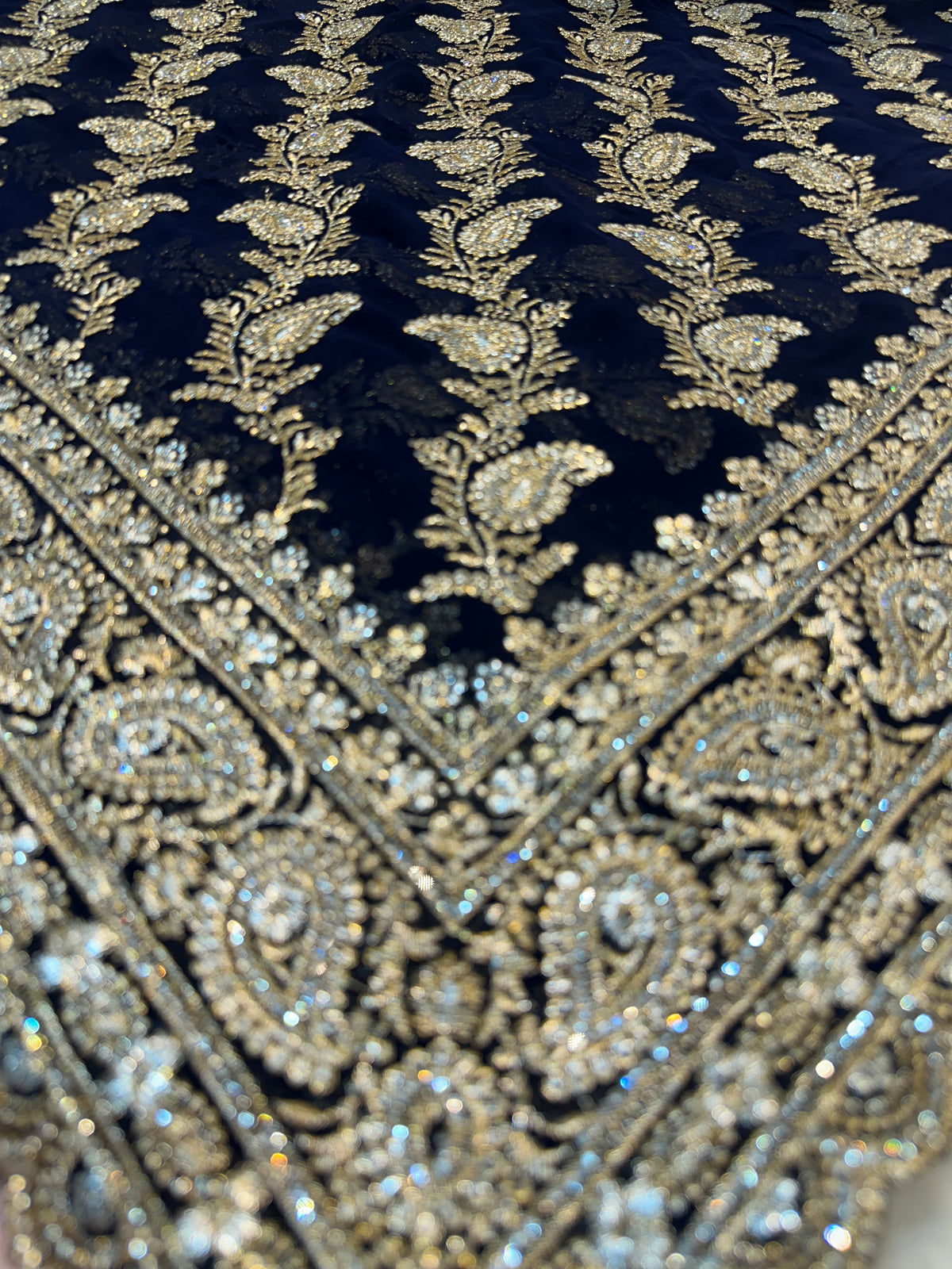 Navy Blue Bridal Saree with Dupatta | Heavy Zari & Embroidery Work
