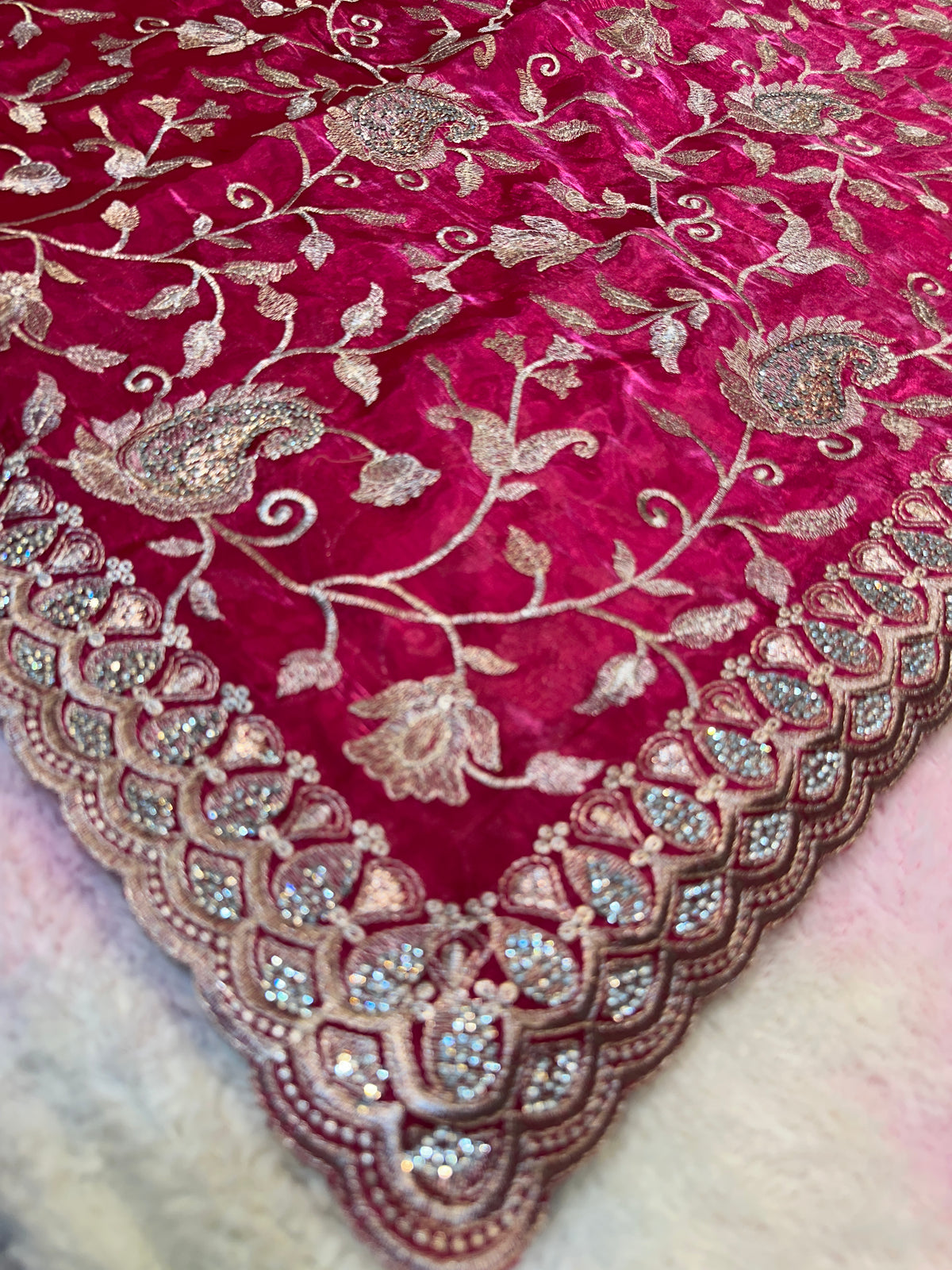 Buy 1 Get 1 FREE – Premium Rani Pink Zari Work Saree ✨