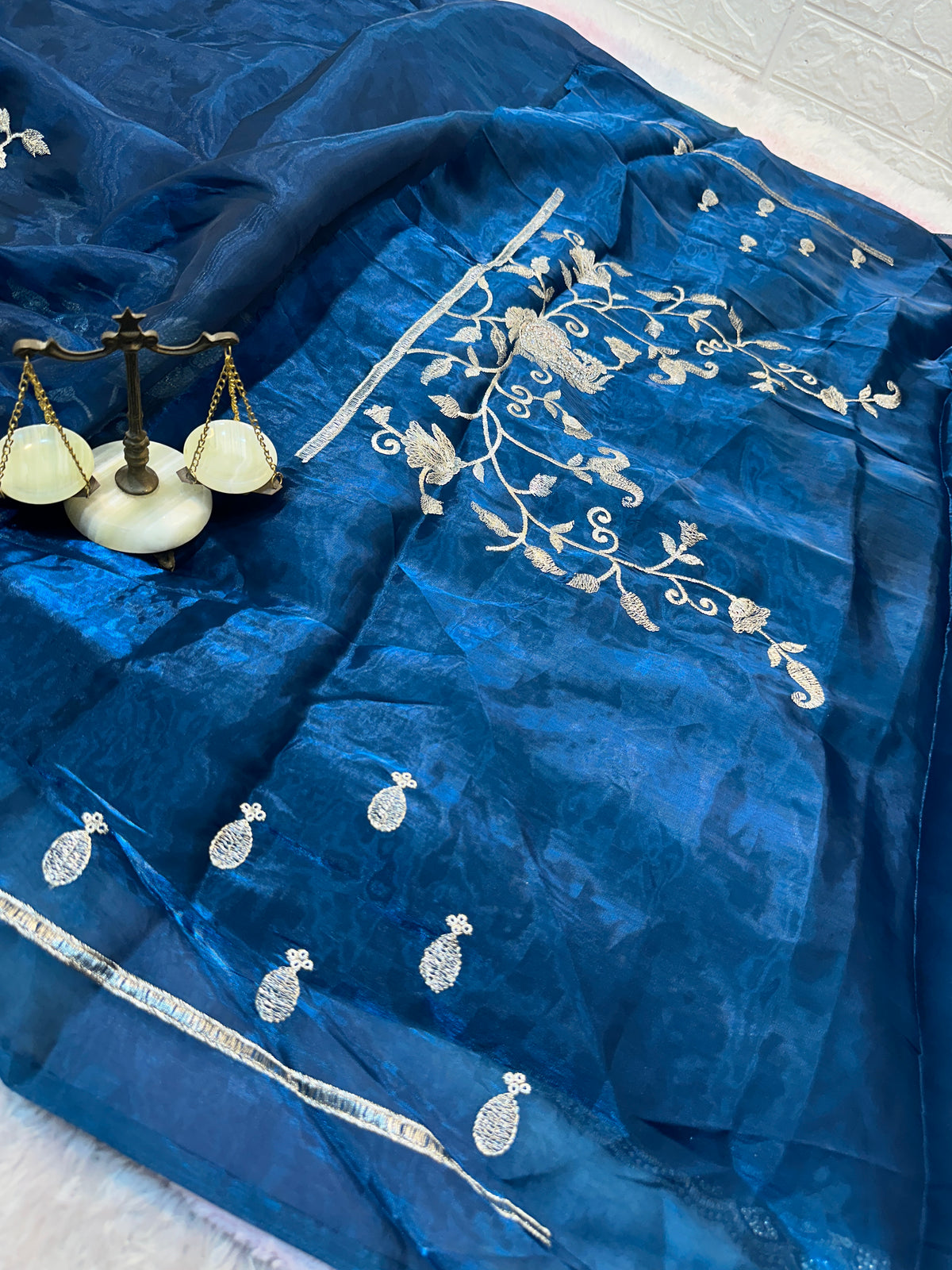 Buy 1 Get 1 FREE – Premium Royal Blue Zari Work Saree ✨