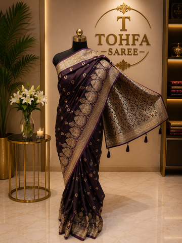 Premium Purple Top Dyed Designer Saree with Rich Gold Zari Border | Luxury Ethnic Collecti