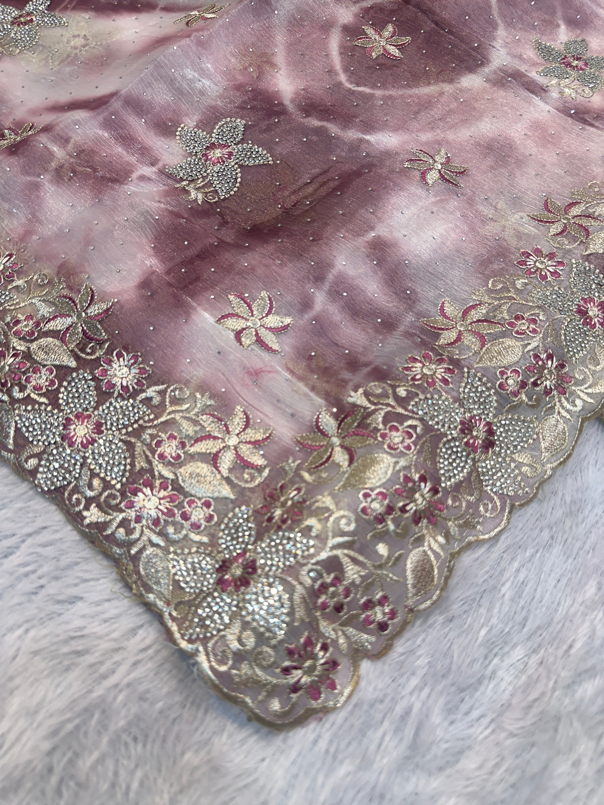 BUY 1 GET 1 FREE – Blush Pink Designer Embroidered Saree