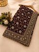 Royal Wine Designer Saree with Intricate Zarkhan & Golden Work
