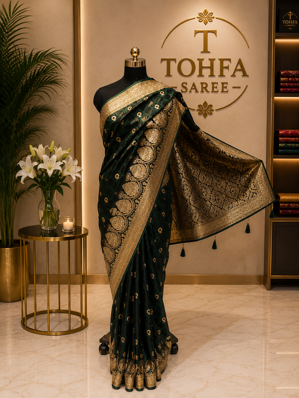 Premium green Top Dyed Saree – Traditional Elegance with Rich Woven Design