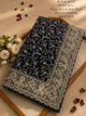 Elegant Blue Georgette Saree with Zari &ZARKHAN Work – Luxury Wedding Collection