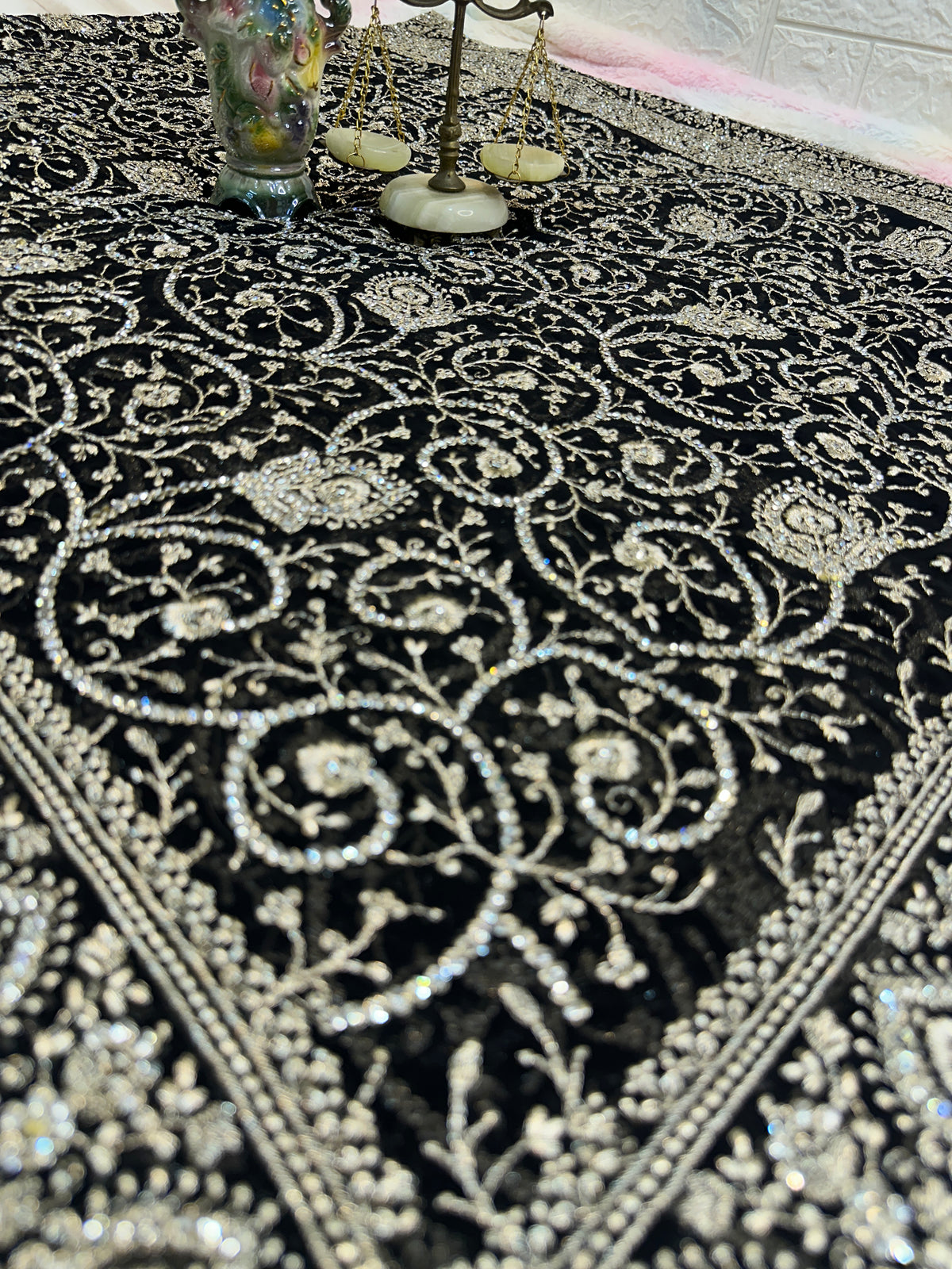 Premium Black Saree with Dupatta | Heavy Embroidery & Stone Work