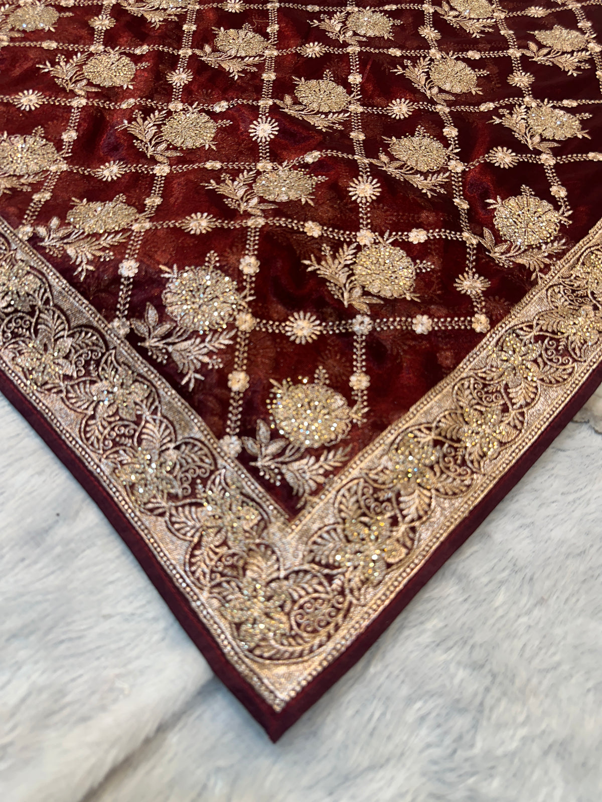 Buy 1 Get 1 FREE | Premium Wine Maroon Zari Work Saree