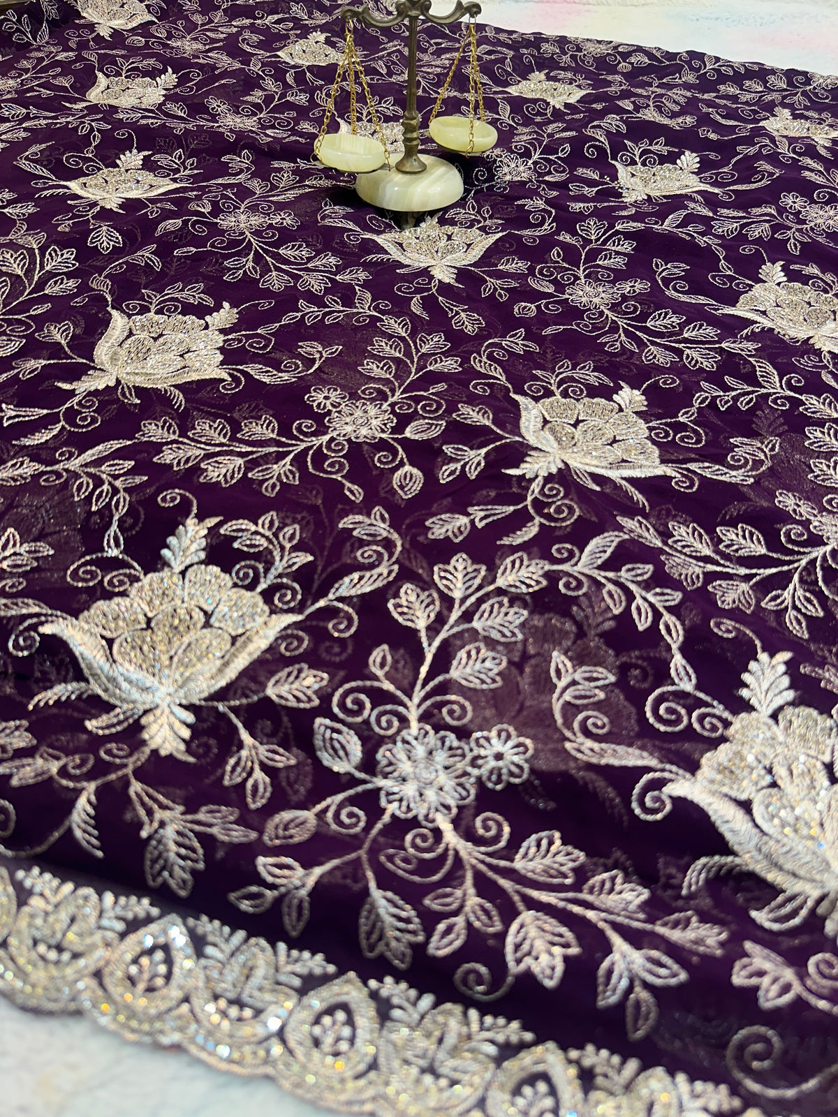 Dark Wine Zari & Zarkhan Saree with Dupatta