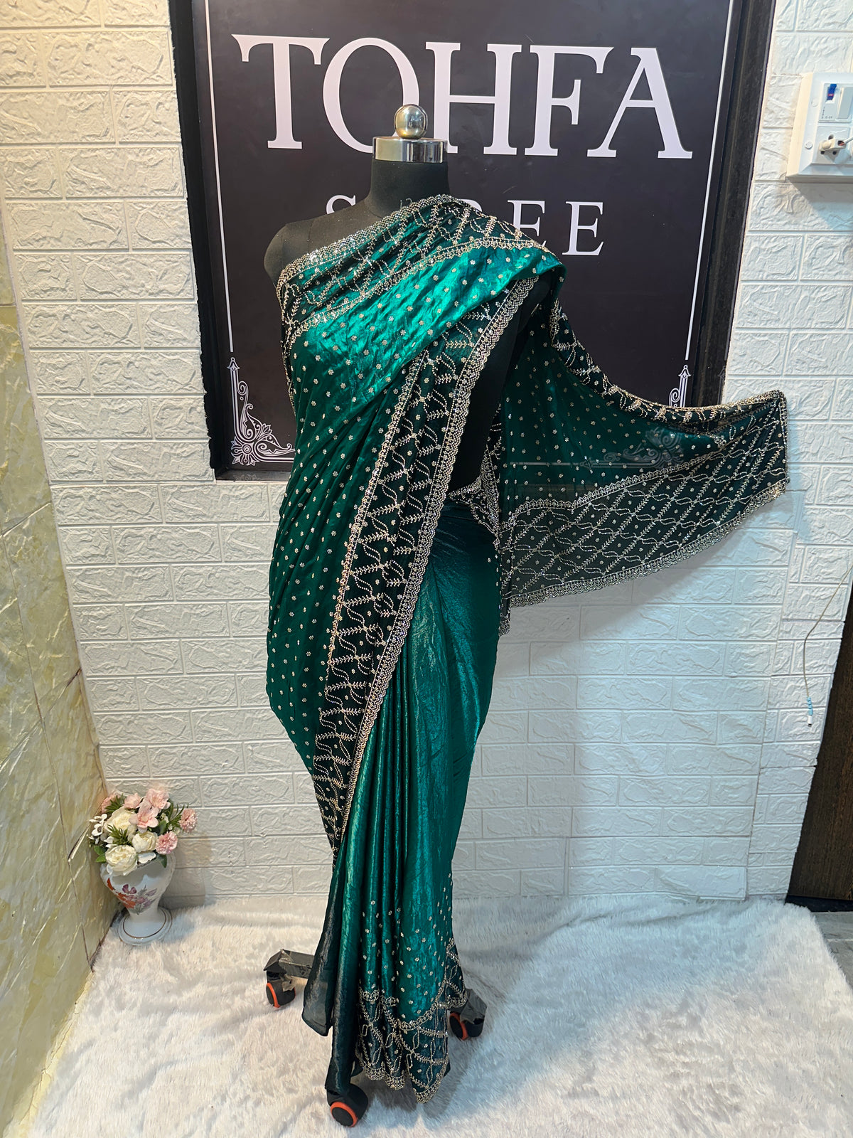 Teal Green Shadow Zarkhan Saree – Premium Designer Collection