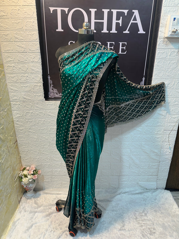 Teal Green Shadow Zarkhan Saree – Premium Designer Collection
