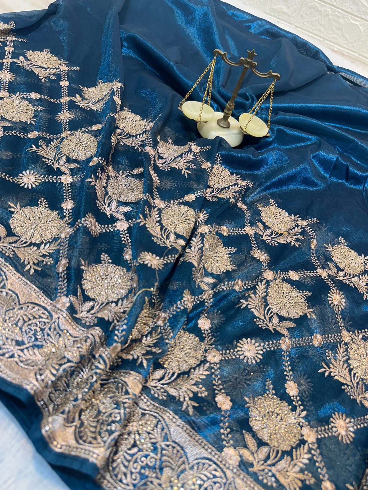 BUY 1 GET 1 FREE – Navy Blue Zari & Zarkhan Saree
