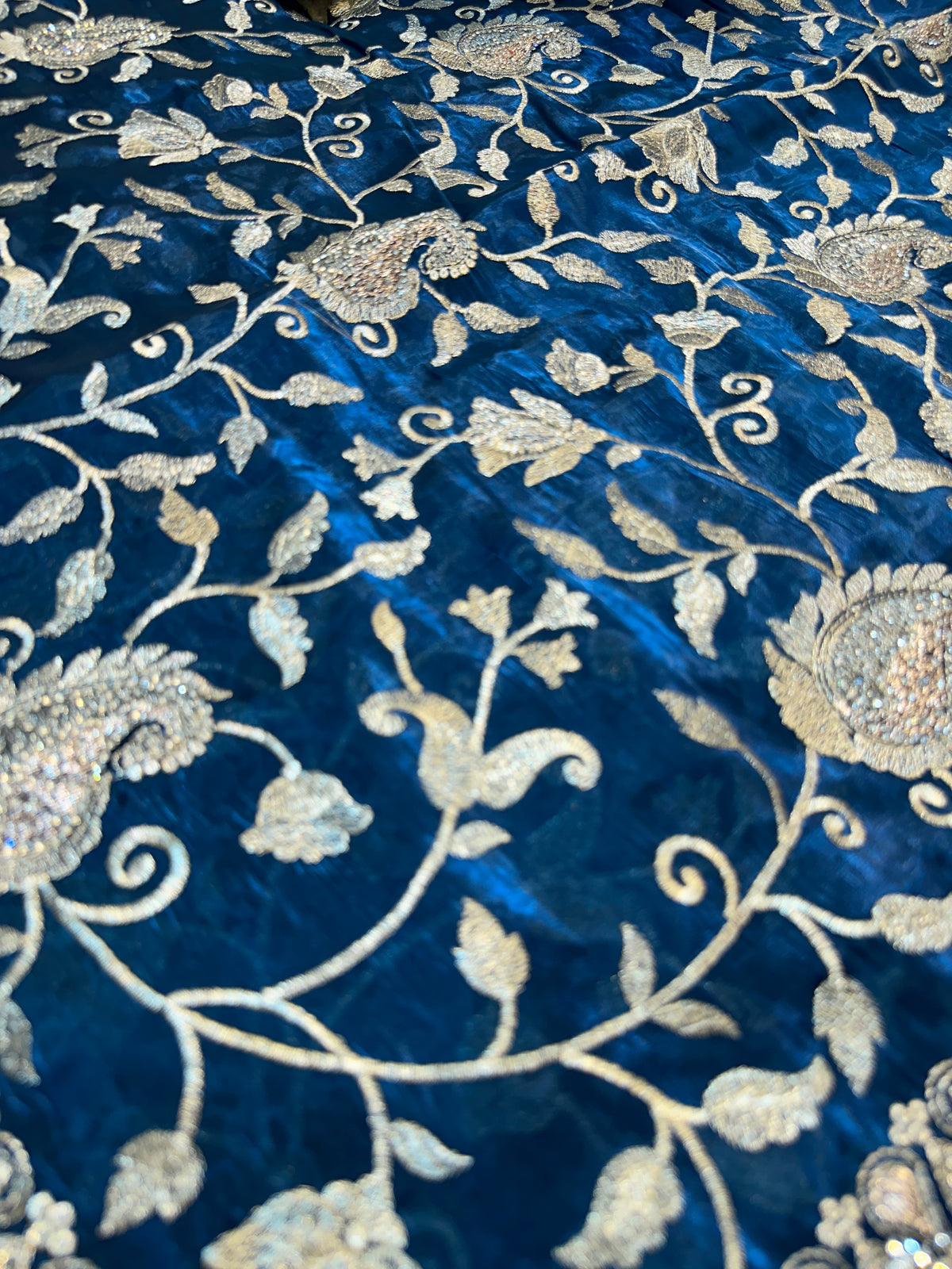 Buy 1 Get 1 FREE – Premium Royal Blue Zari Work Saree ✨