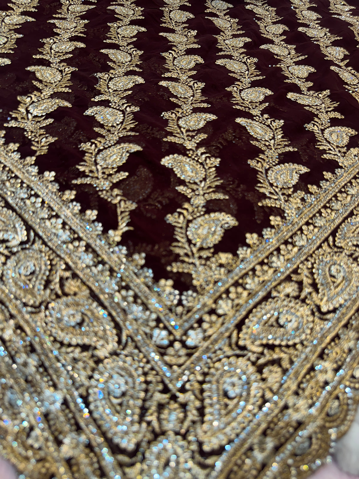 Premium Wine Maroon Bridal Saree with Dupatta | Heavy Zari Embroidery Work