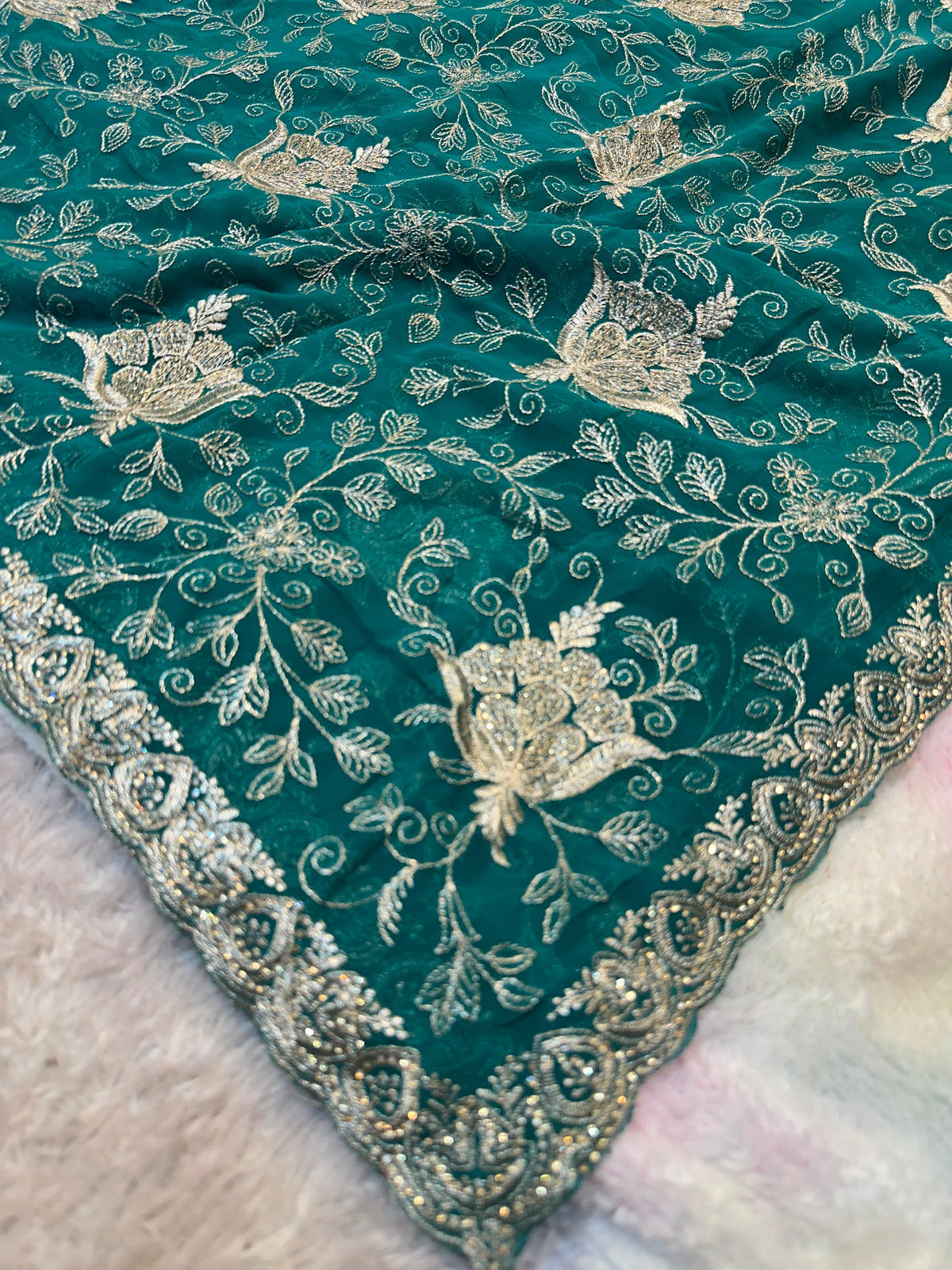 Premium Teal Green Zari Work Saree With Dupatta ✨
