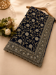 Navy Blue Golden Zarkhan Embroidered Saree – Premium Festive Collection