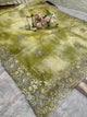 BUY 1 GET 1 FREE – Olive Green Floral Embroidered Saree