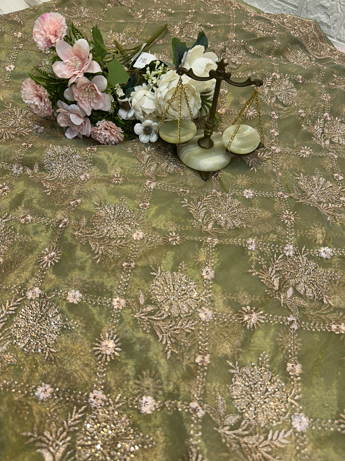 BUY 1 GET 1 FREE – Premium Olive Green Designer Saree