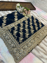 Premium Royal Blue Saree with Dupatta | Heavy Zari & Embroidery Work