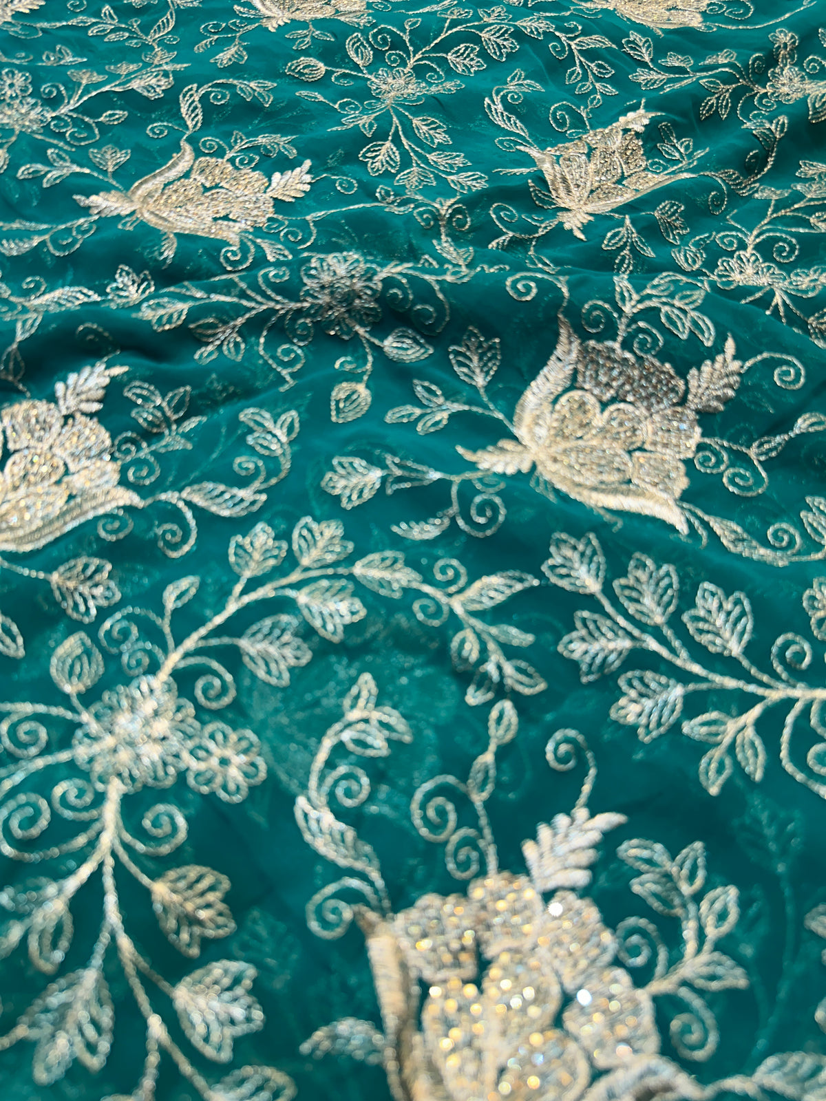 Premium Teal Green Zari Work Saree With Dupatta ✨
