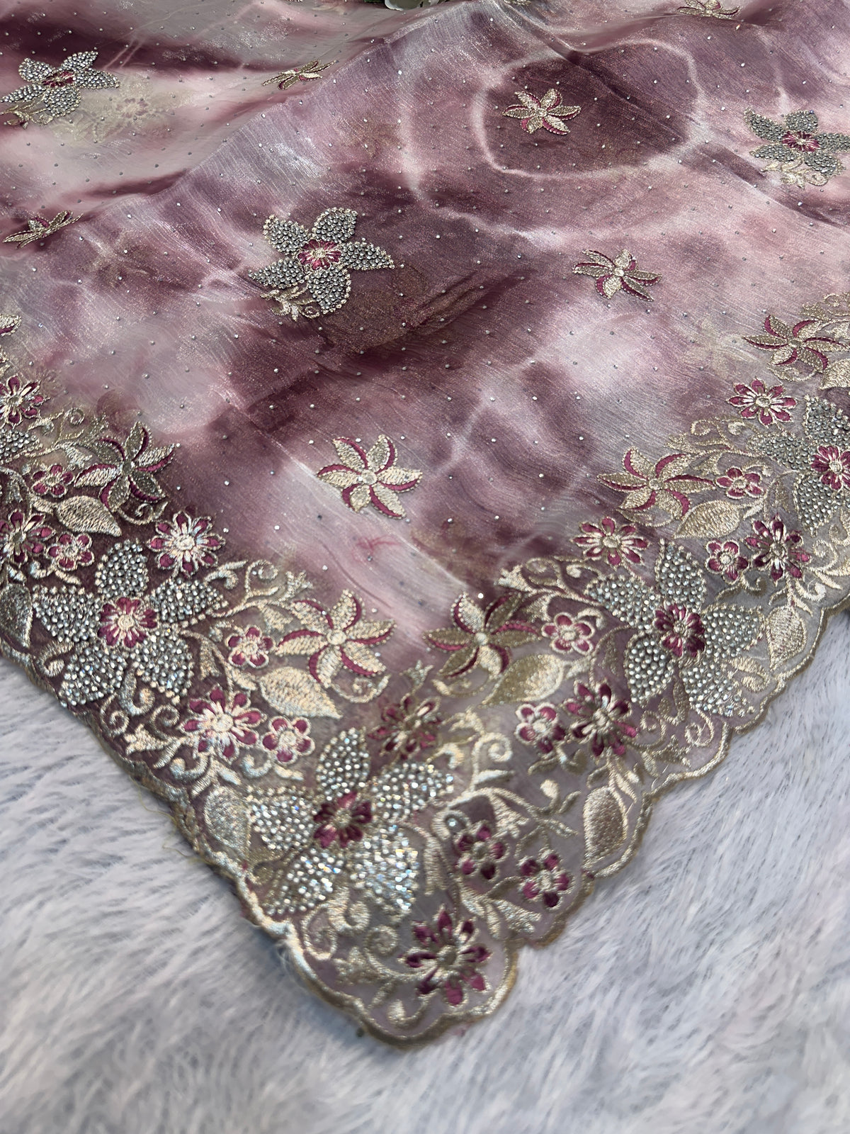 BUY 1 GET 1 FREE – Blush Pink Designer Embroidered Saree