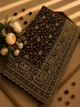 Premium Brown Designer Georgette Saree with Heavy zarkhan & Intricate Embroidery Work