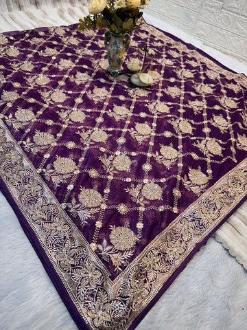 BUY 1 GET 1 FREE – Premium Royal Purple Designer Saree
