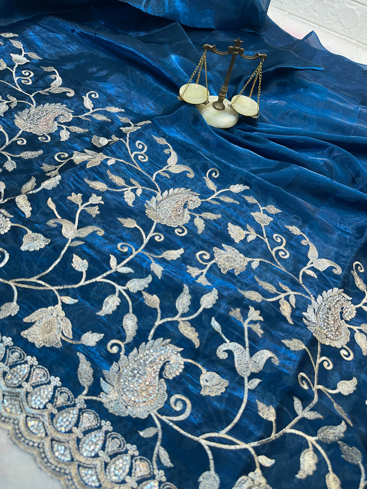 Buy 1 Get 1 FREE – Premium Royal Blue Zari Work Saree ✨
