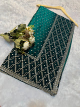 Teal Green Shadow Zarkhan Saree – Premium Designer Collection