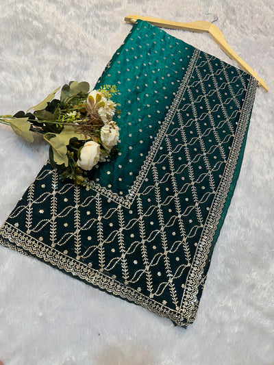Teal Green Shadow Zarkhan Saree – Premium Designer Collection