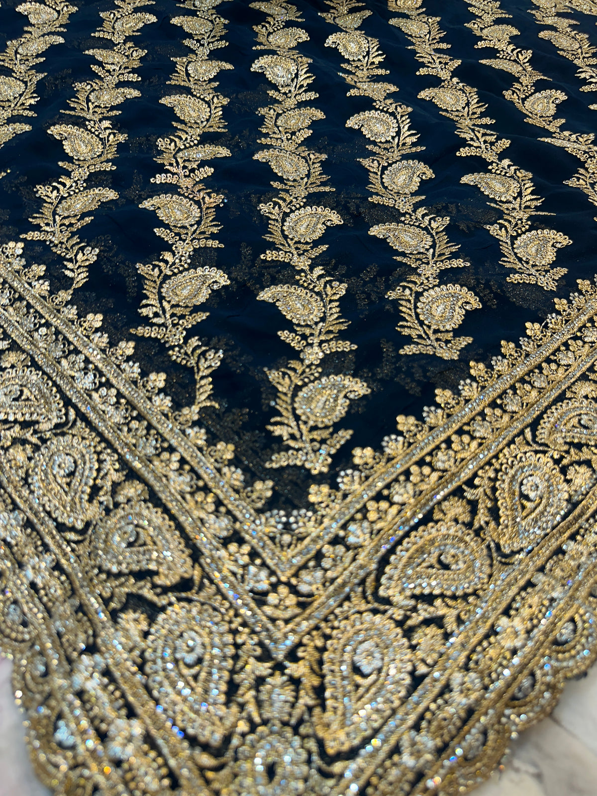 Premium Royal Blue Saree with Dupatta | Heavy Zari & Embroidery Work