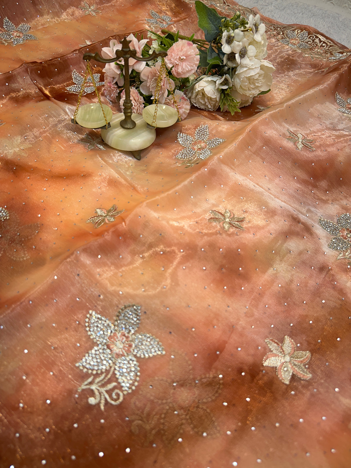 BUY 1 GET 1 FREE – Copper Rose Designer Embroidered Saree