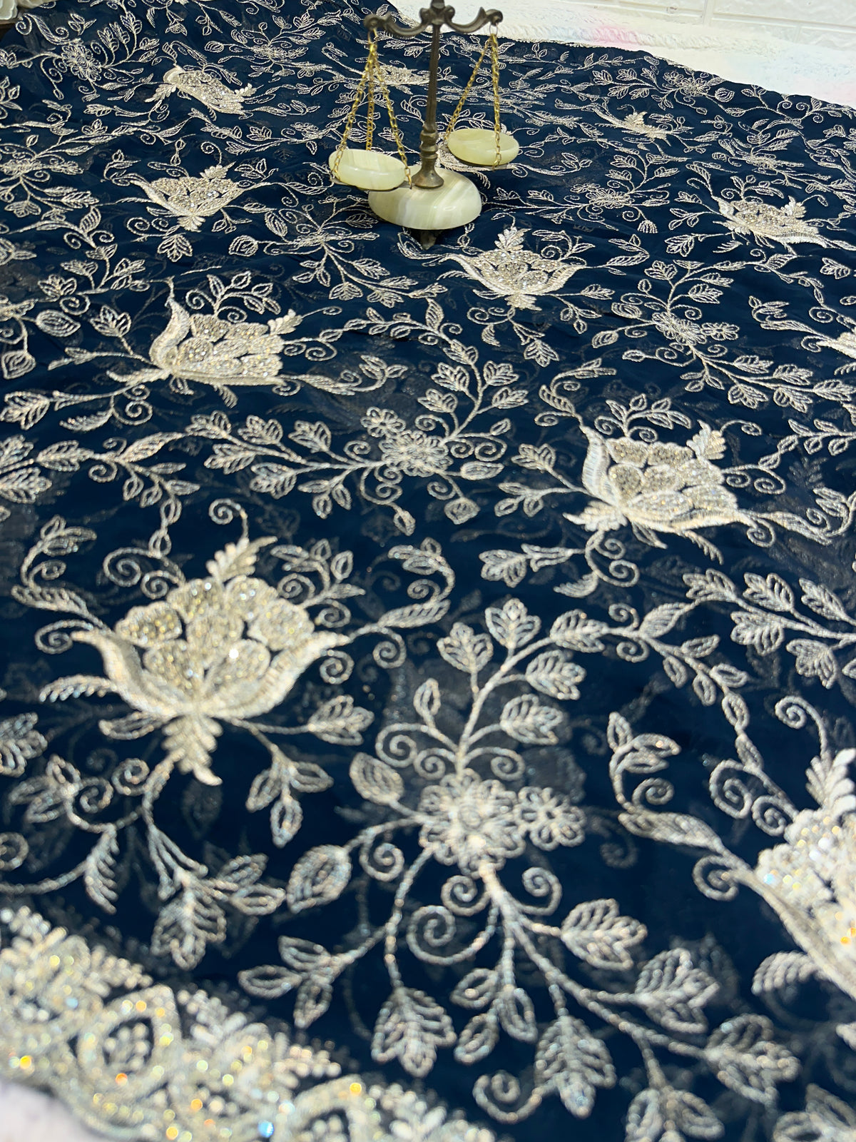 Midnight Blue Zari & Zarkhan Saree with Dupatta