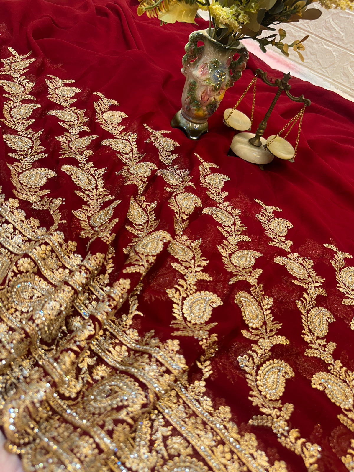 Premium Bridal Saree with Dupatta | Heavy Zari & Embroidery Work