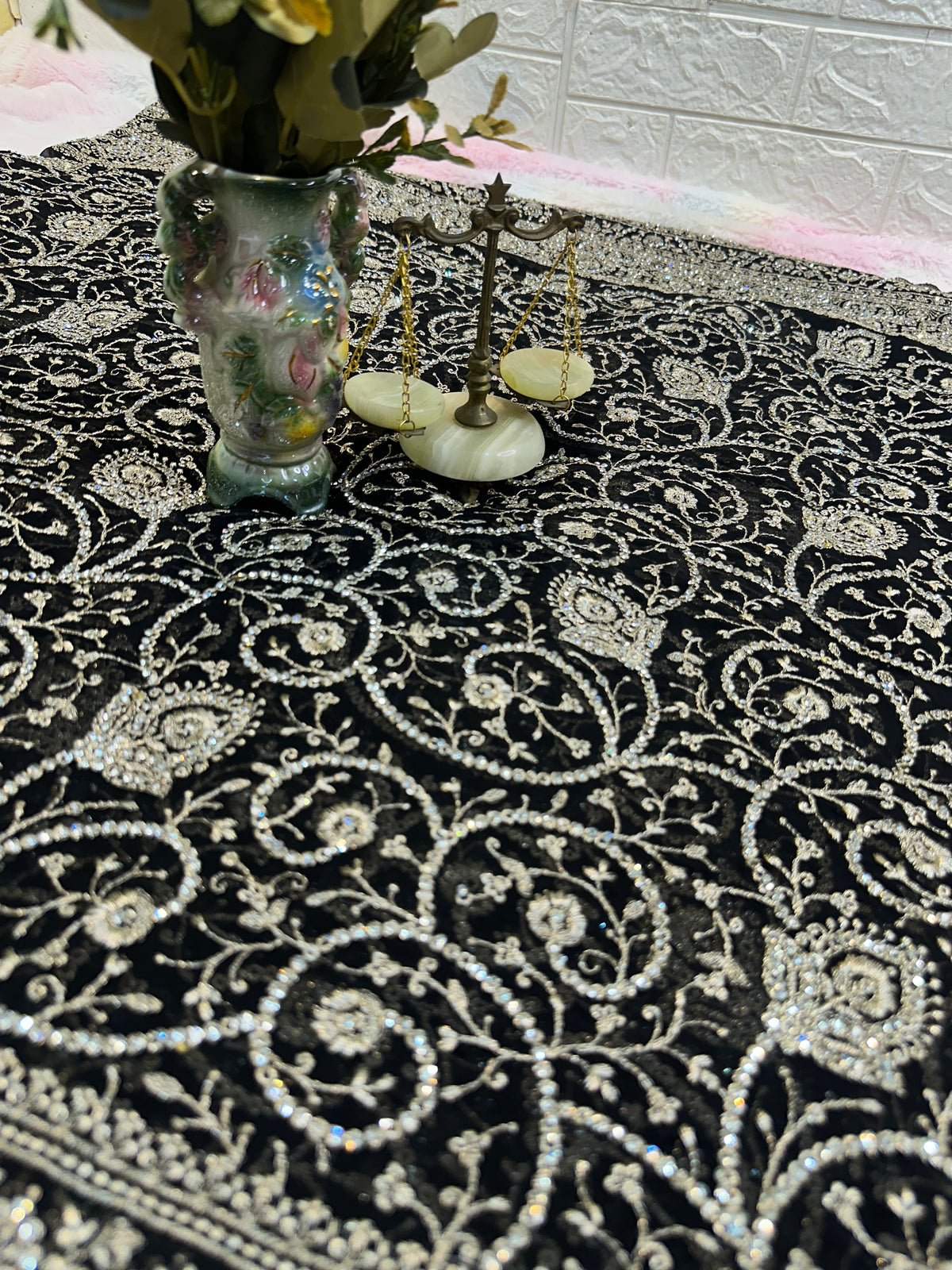 Premium Black Saree with Dupatta | Heavy Embroidery & Stone Work