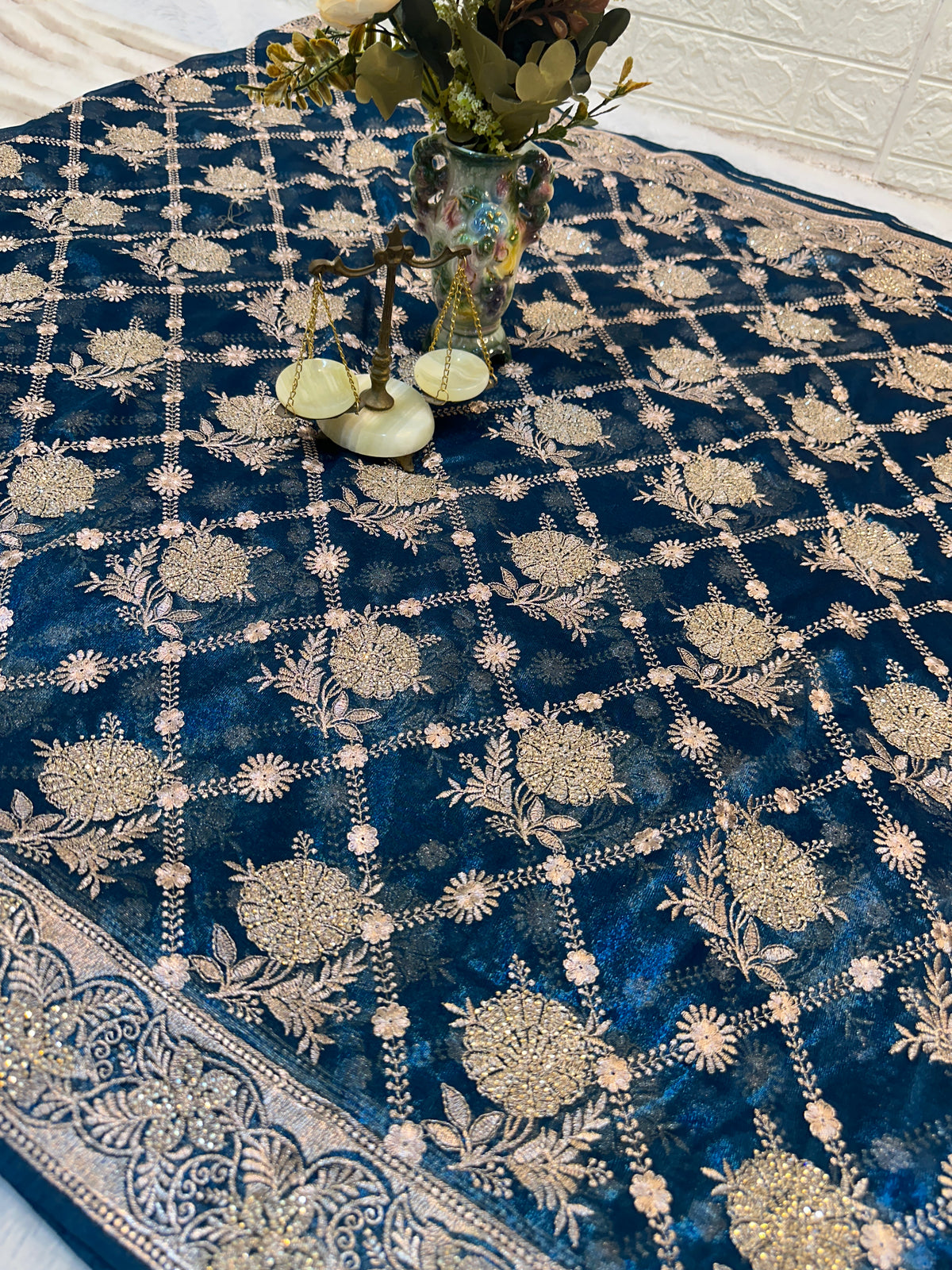 BUY 1 GET 1 FREE – Navy Blue Zari & Zarkhan Saree
