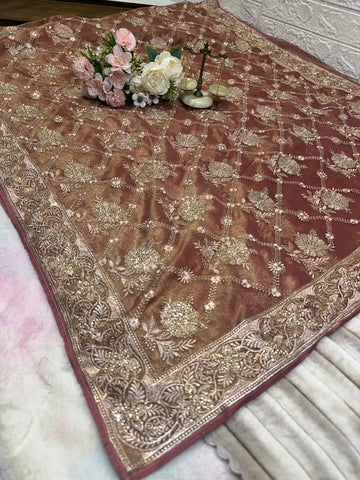 BUY 1 GET 1 FREE – Premium Rosewood Designer Saree