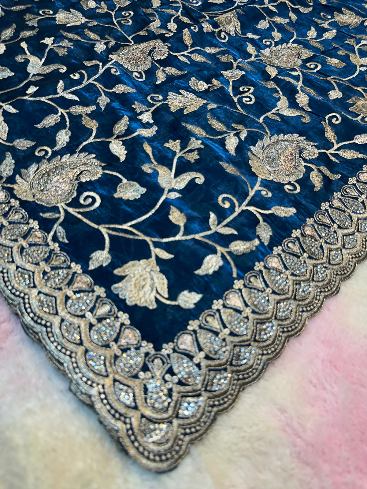 Buy 1 Get 1 FREE – Premium Royal Blue Zari Work Saree ✨