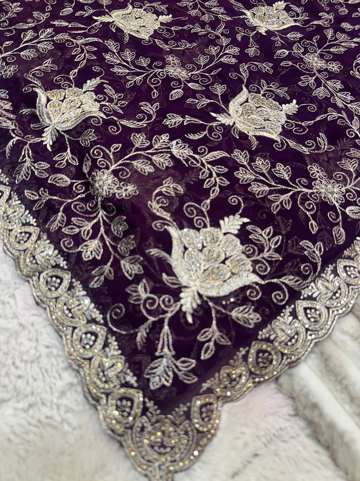 Dark Wine Zari & Zarkhan Saree with Dupatta