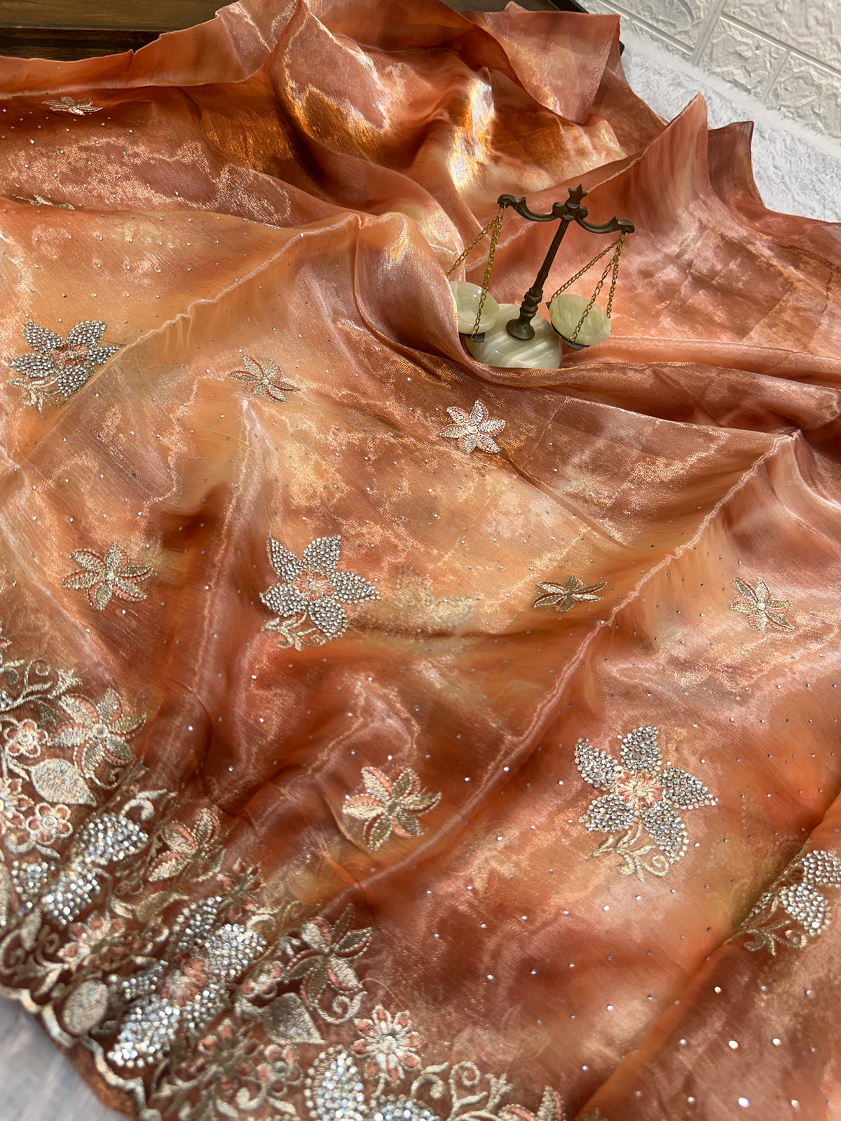 BUY 1 GET 1 FREE – Copper Rose Designer Embroidered Saree