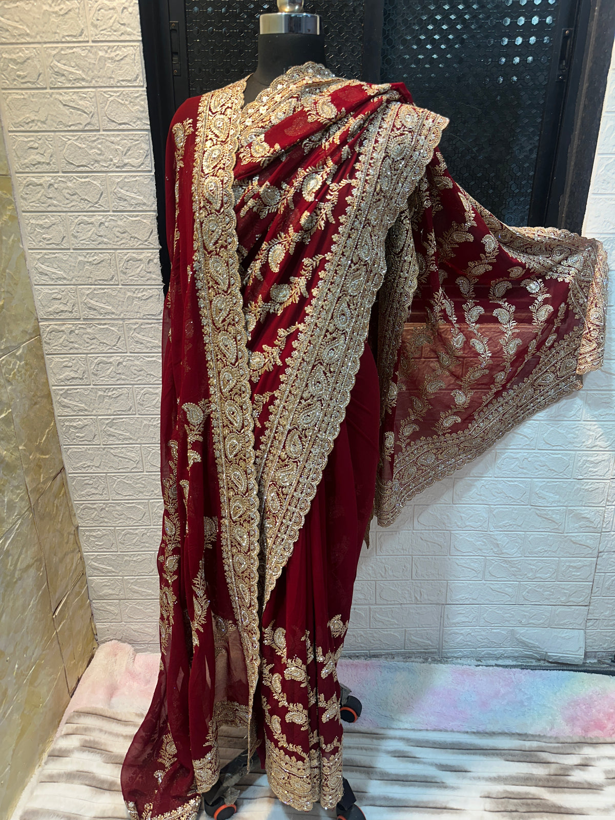 Premium Bridal Saree with Dupatta | Heavy Zari & Embroidery Work