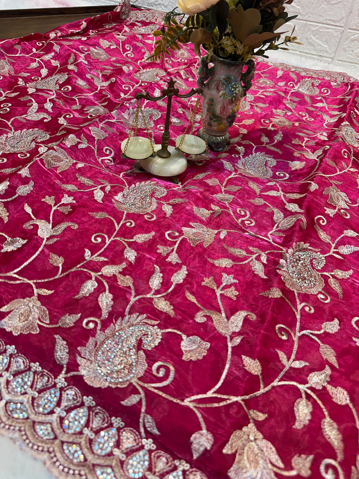 Buy 1 Get 1 FREE – Premium Rani Pink Zari Work Saree ✨