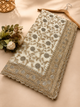 Elegant White Designer Saree with Intricate Zarkhan & Golden Work