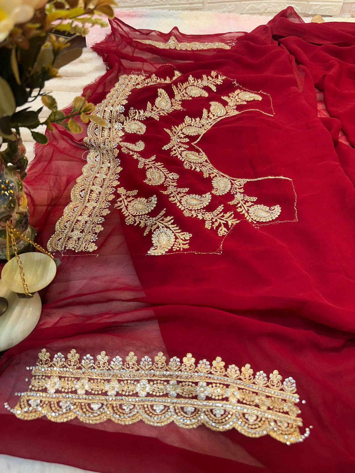 Premium Bridal Saree with Dupatta | Heavy Zari & Embroidery Work
