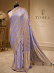 Lavender Purple Banarasi Silk Saree with Gold Zari Stripes & Heavy Zari Border