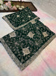 Dark Green Designer Saree With Dupatta – Elegant Floral Embroidery