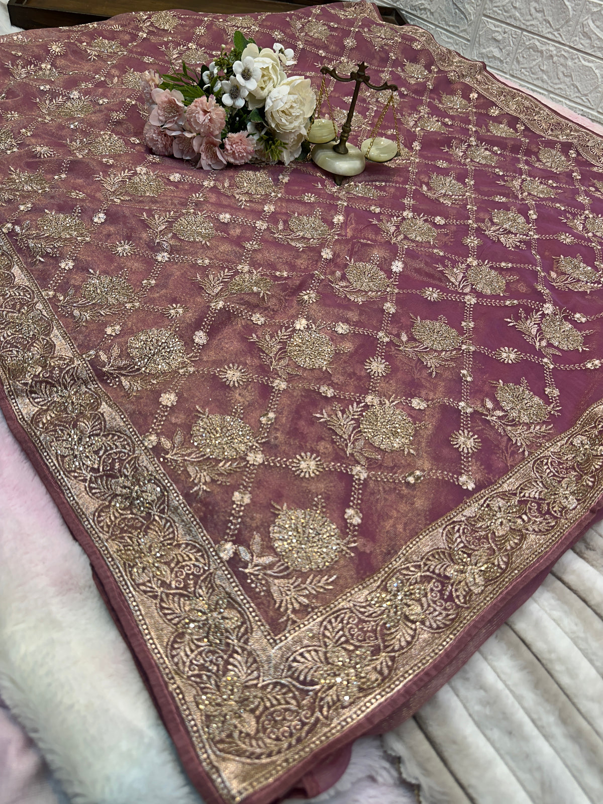 BUY 1 GET 1 FREE – Premium Wine Plum Designer Saree