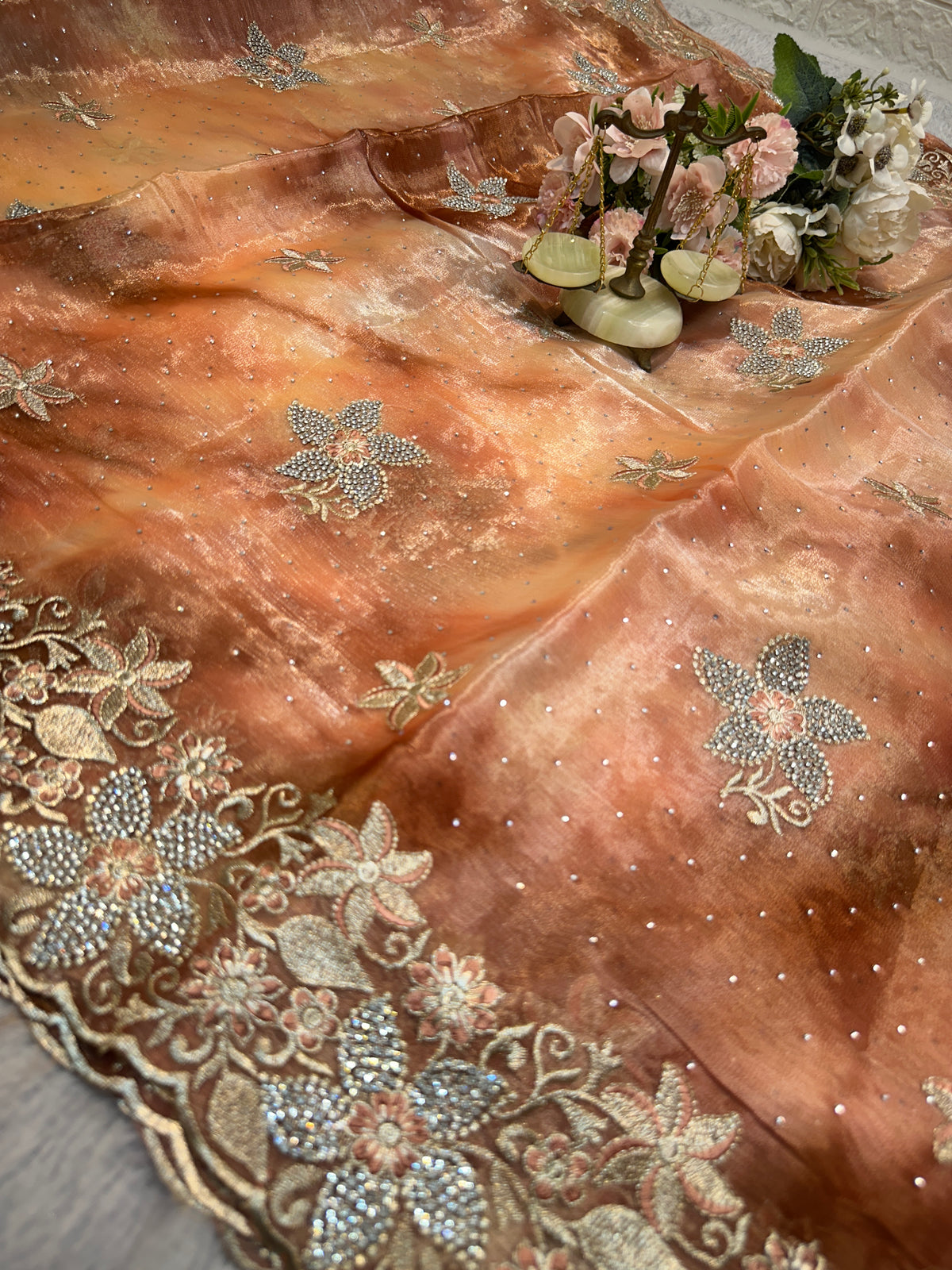 BUY 1 GET 1 FREE – Copper Rose Designer Embroidered Saree